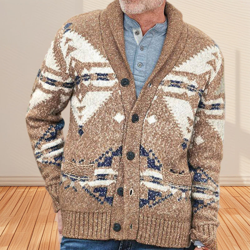 Herren Strickjacke Muster Strick Modern mit Taschen