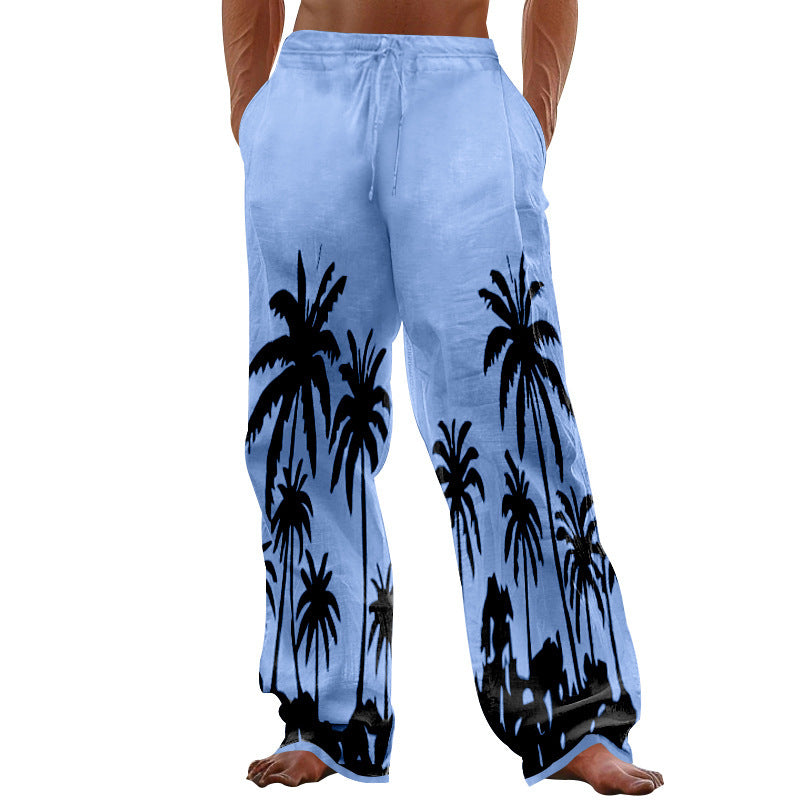 Herren Strandhose Palmen Motiv Leicht Sommer