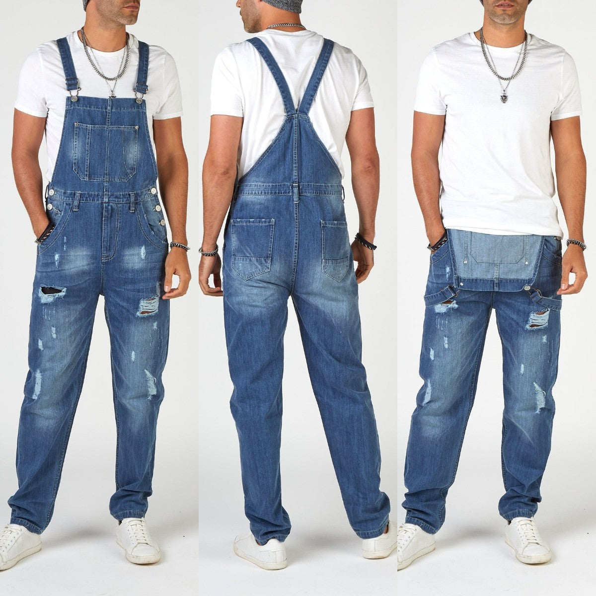 Herren Jeans Riss Hose Used Look Denim