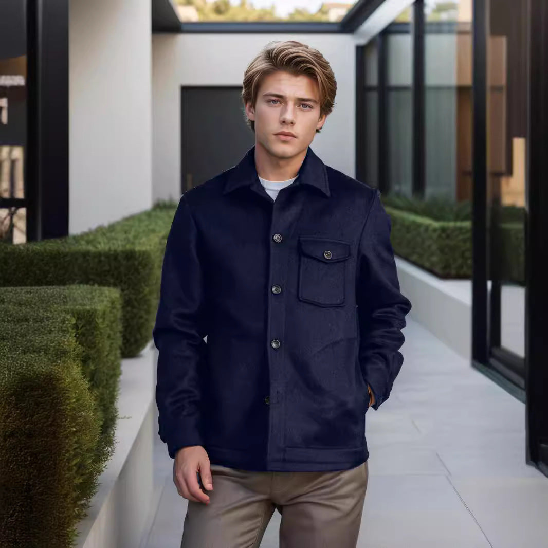 Herren Wolljacke Modern mit Brusttasche und Knöpfen - BerlinGlamour