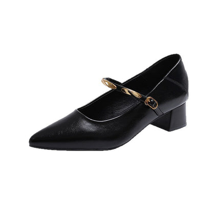 Damen Pumps Hochzeitsschuhe Glänzend mit Kette Elegante Blockabsatz
