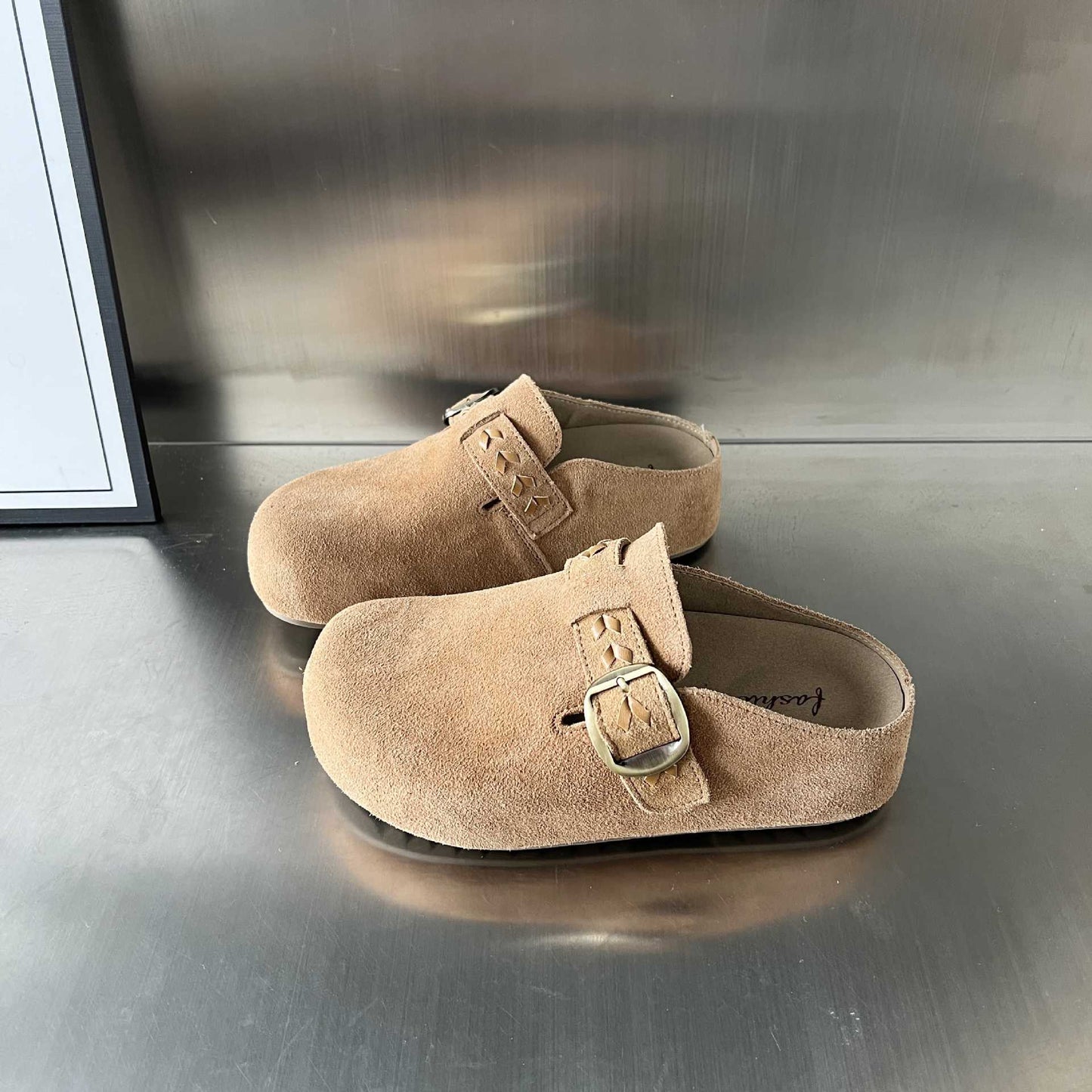 Damen Clogs Wildleder Schnalle Bequem Größe - BerlinGlamour