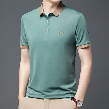 Herren Polohemd Moderner Kontrastkragen Slim Fit
