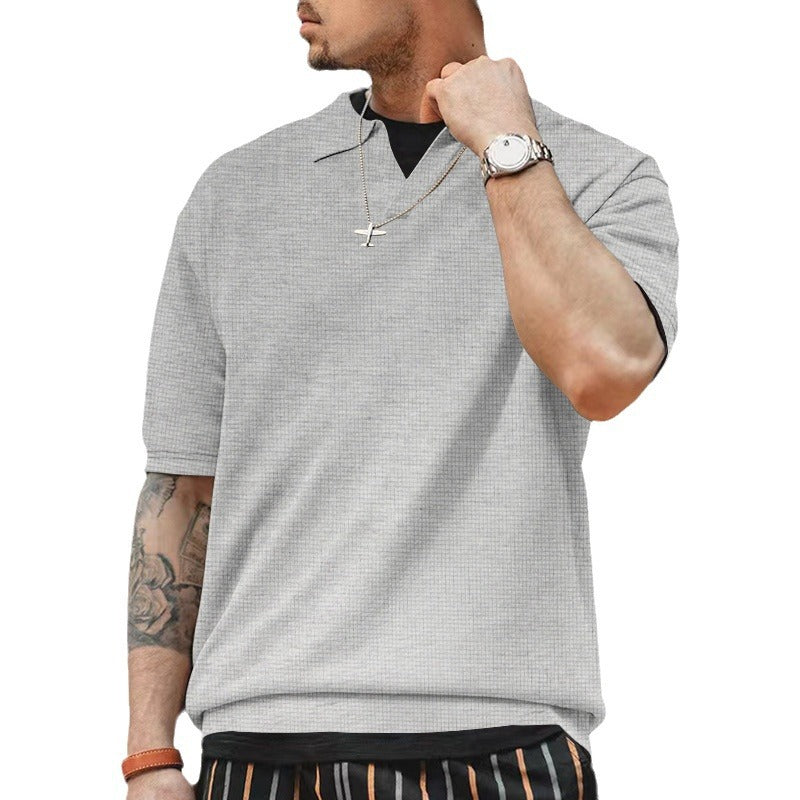 Herren Polohemd Modern Strukturiert Freizeit Style