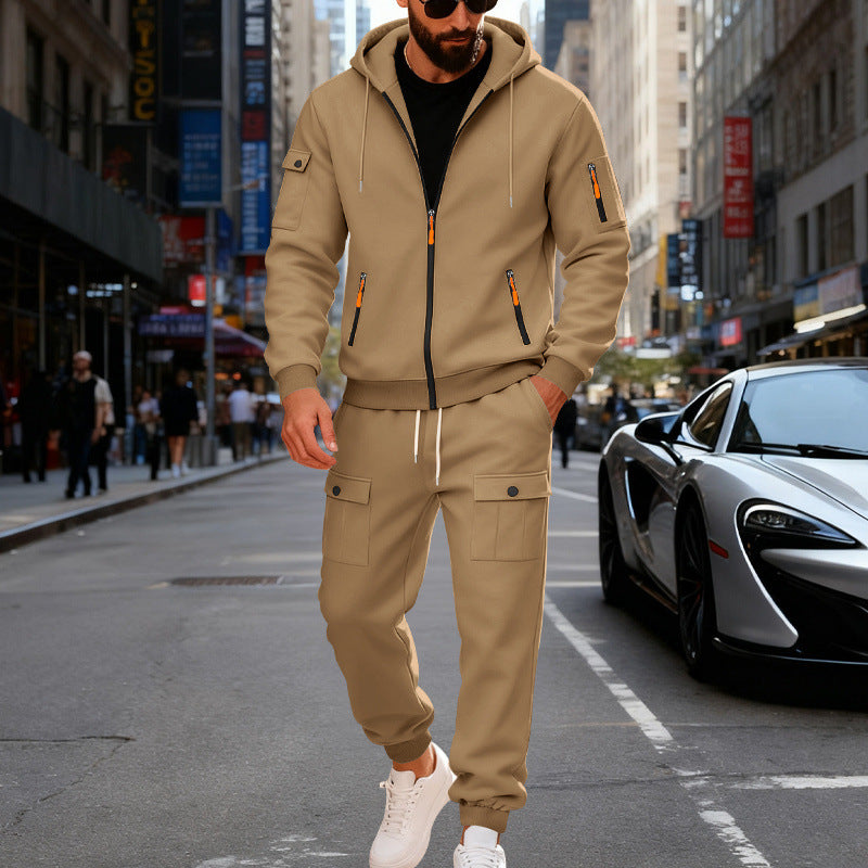 Herren Jogginganzug Kapuze mit Taschen Modern Sportlich