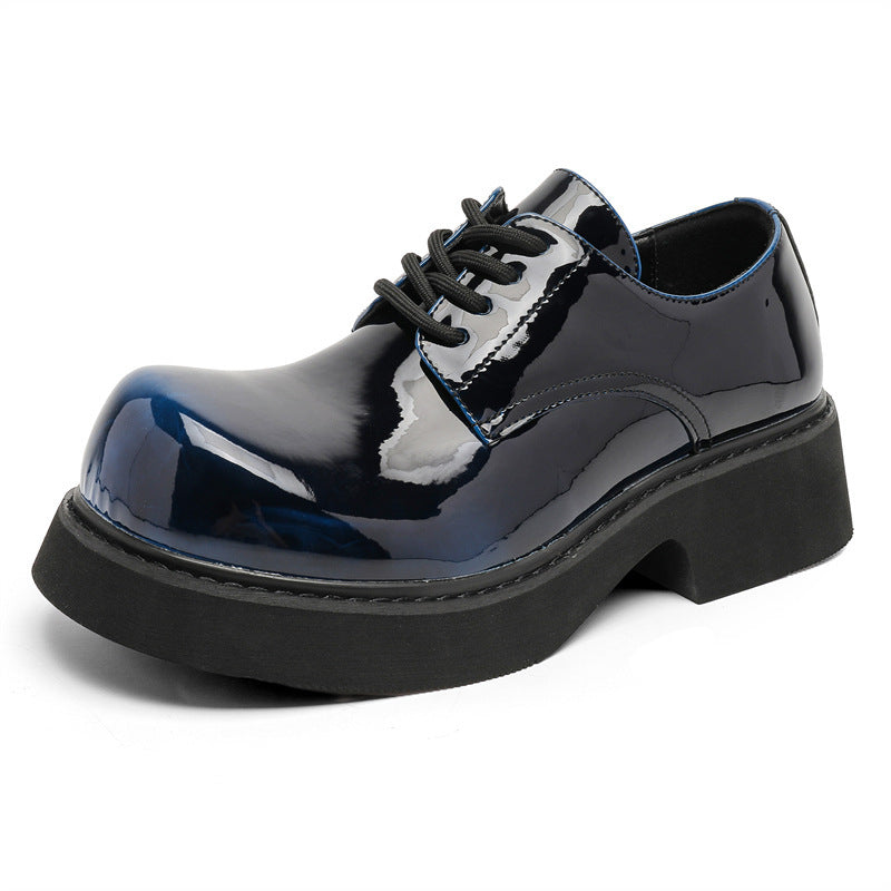 Damen Schnürschuhe Hochglänzend Dicke Sohle Modisch