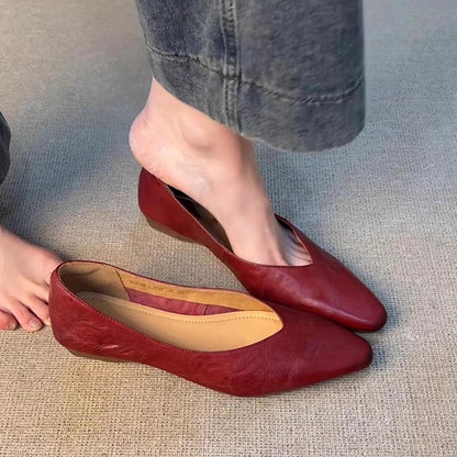 Damen Slipper Spitze Elegante V-Ausschnitt Schuhe