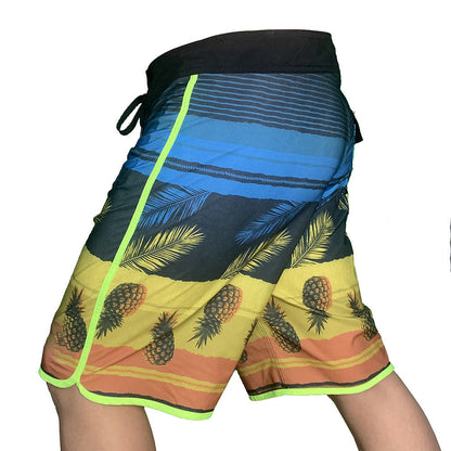 Herren Badeshorts Palmen-Ananas-Design Kordelzug Sommer
