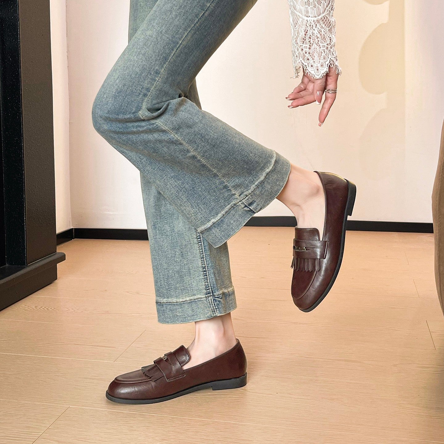 Damen Mokassins mit Fransen Detail Modern Schuhe