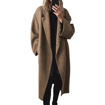 Damen Oversized Wollmantel Großmaßig Warm