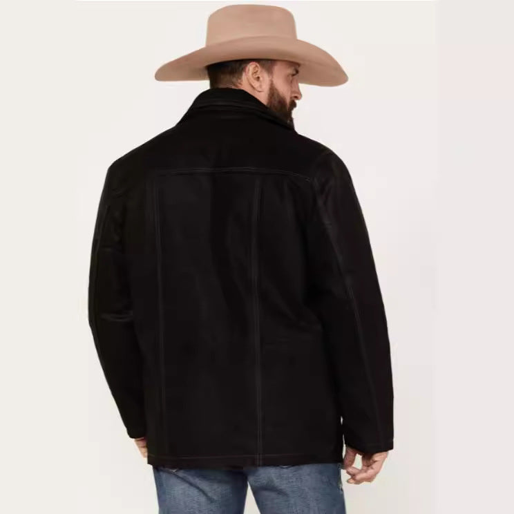Elegante Lederjacke Herren Lederjacke Hochkragen Schwarz