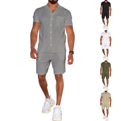 Herren Freizeit-Set Kurzarm Hemd Shorts Modern