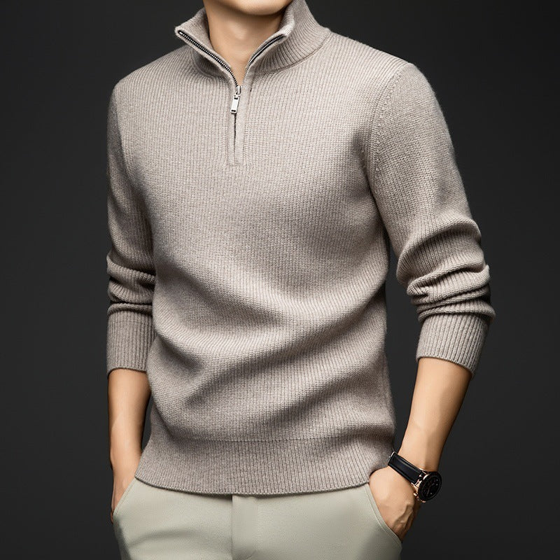 Herren Pullover Weich Wolle Eleganter Zip - BerlinGlamour
