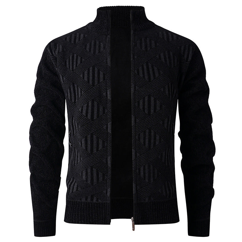 Herren Strickjacke Modern Reißverschluss Strukturiert