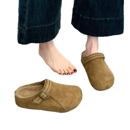 Damen Clogs Warm Bequem Schnalle Modisch