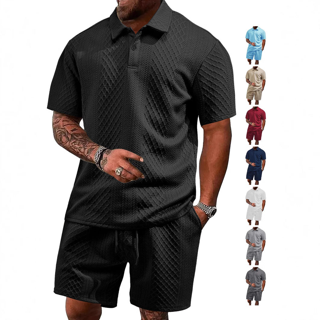 Herren Kurzarm-Set Modern Elastisch Strukturiert