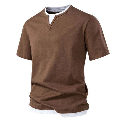 Herren Kurzarmshirt Modern Stehkragen Slim Fit