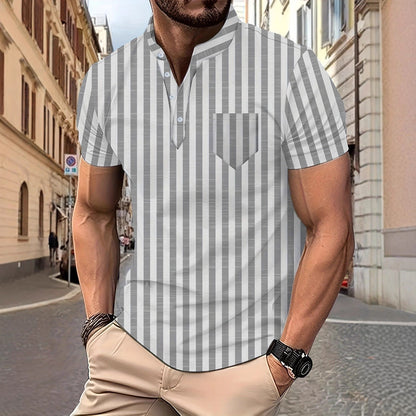 Herren Kurzarm-Hemd Modernes Streifenmuster Berlin Style