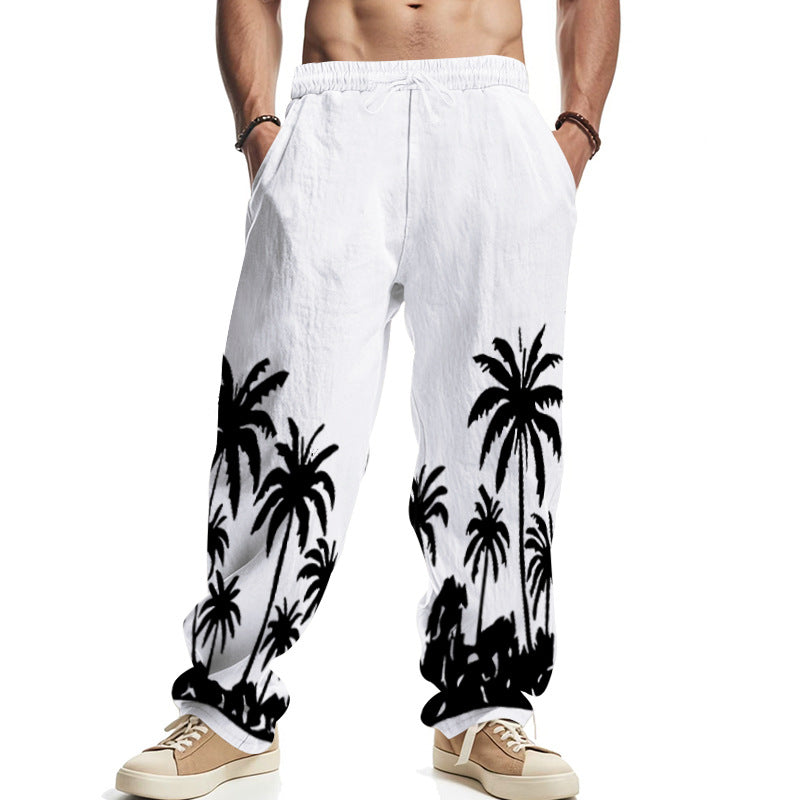 Herren Strandhose Lässig Palmenmotiv Elastisch