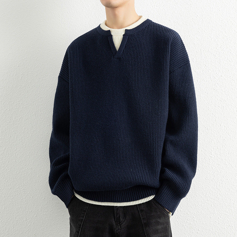 Strickpullover Herren V-Ausschnitt Modern Strukturiert