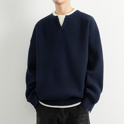 Strickpullover Herren V-Ausschnitt Modern Strukturiert