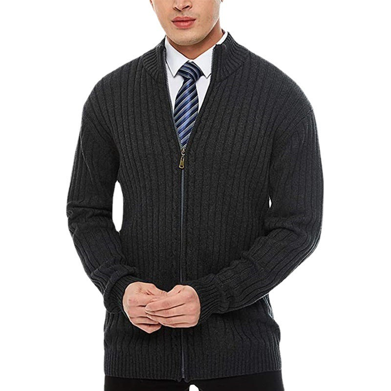 Herren Strickjacke Modern mit Reißverschluss und Rippmuster