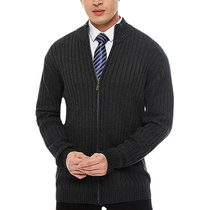 Herren Strickjacke Modern mit Reißverschluss und Rippmuster