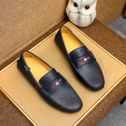 Herren Mokassin Leder Elegant Ziernaht Schuhe