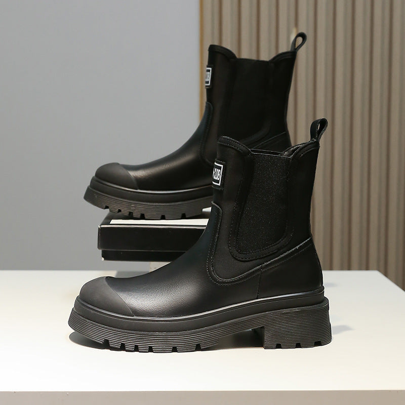 Damen Chelsea Stiefel Robust Moderne Sohle Schwarz - BerlinGlamour