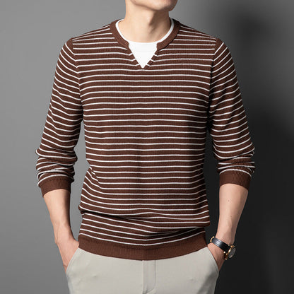 Herren Pullover V-Ausschnitt mit Feinstreifen Modern