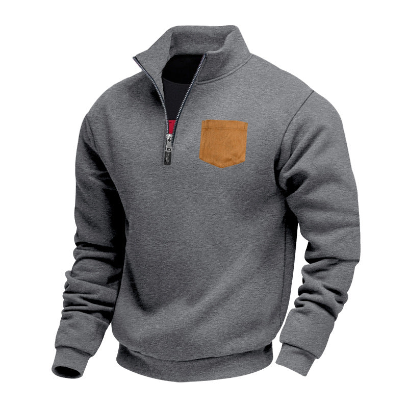 Herren Sweatpullover Hochkragen Mit Brusttasche Bequem