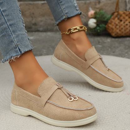 Damen Mokassin Schuhe Modern Gold Dekor