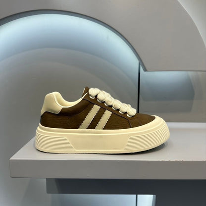 Damen Sneaker Hochplateau Kordelzug Modisch Weiße Schuhe