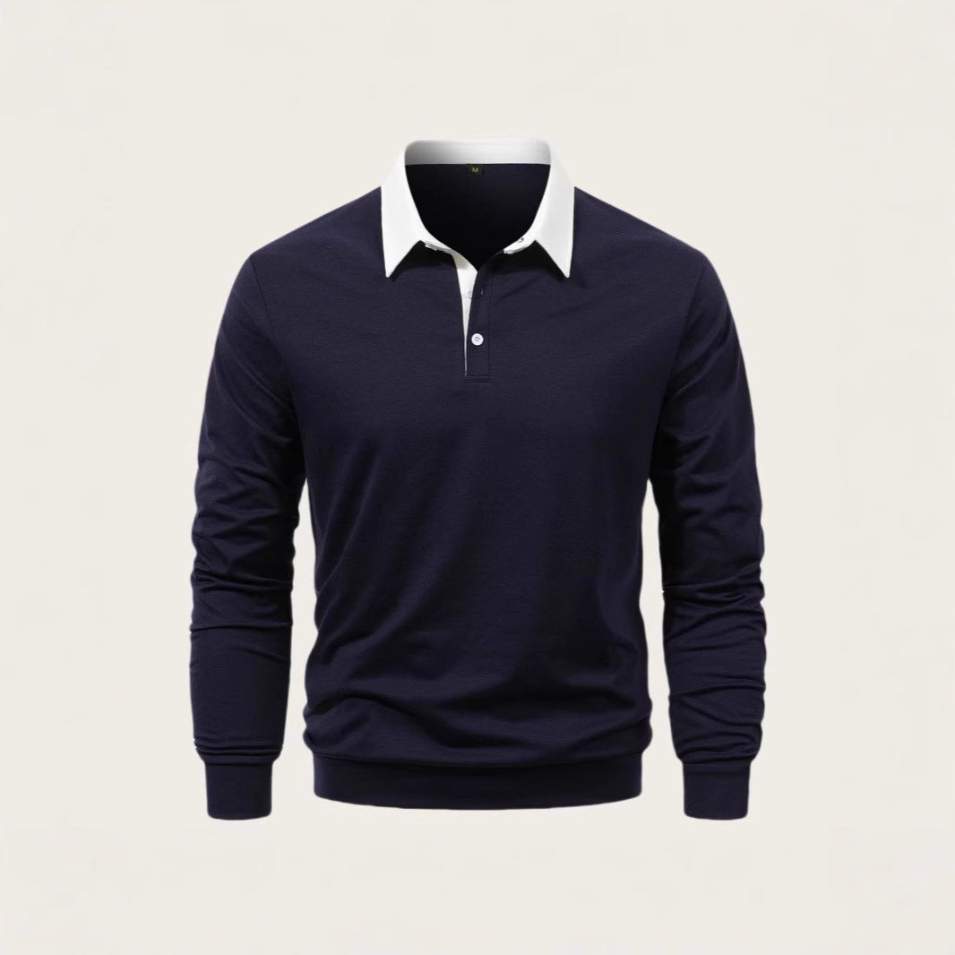 Herren Polohemd Langarm Elegant Baumwolle Hochwertig