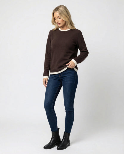 Damen Langarmshirt Samt Weich Lockerer Schnitt