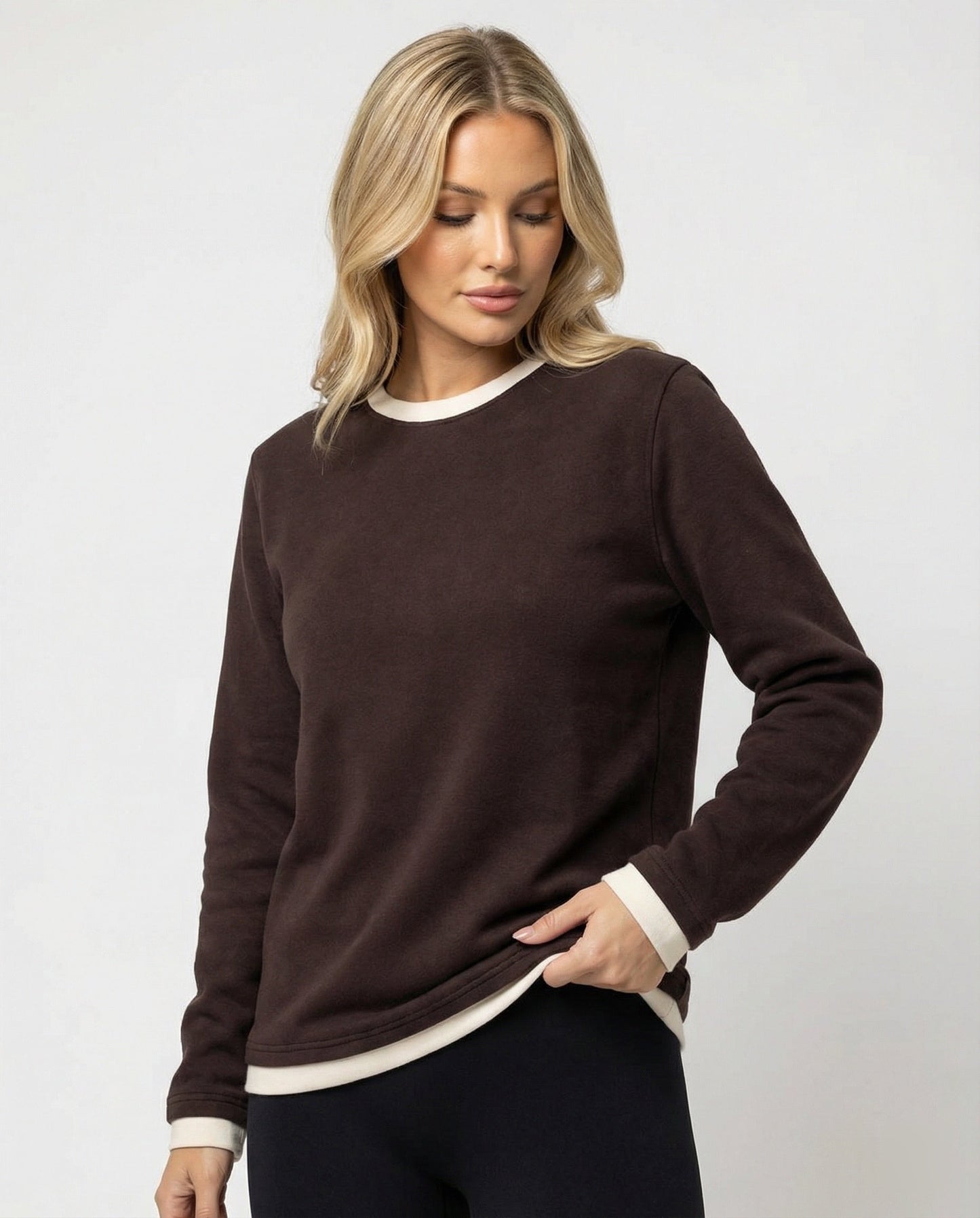 Damen Langarmshirt Samt Weich Lockerer Schnitt - BerlinGlamour