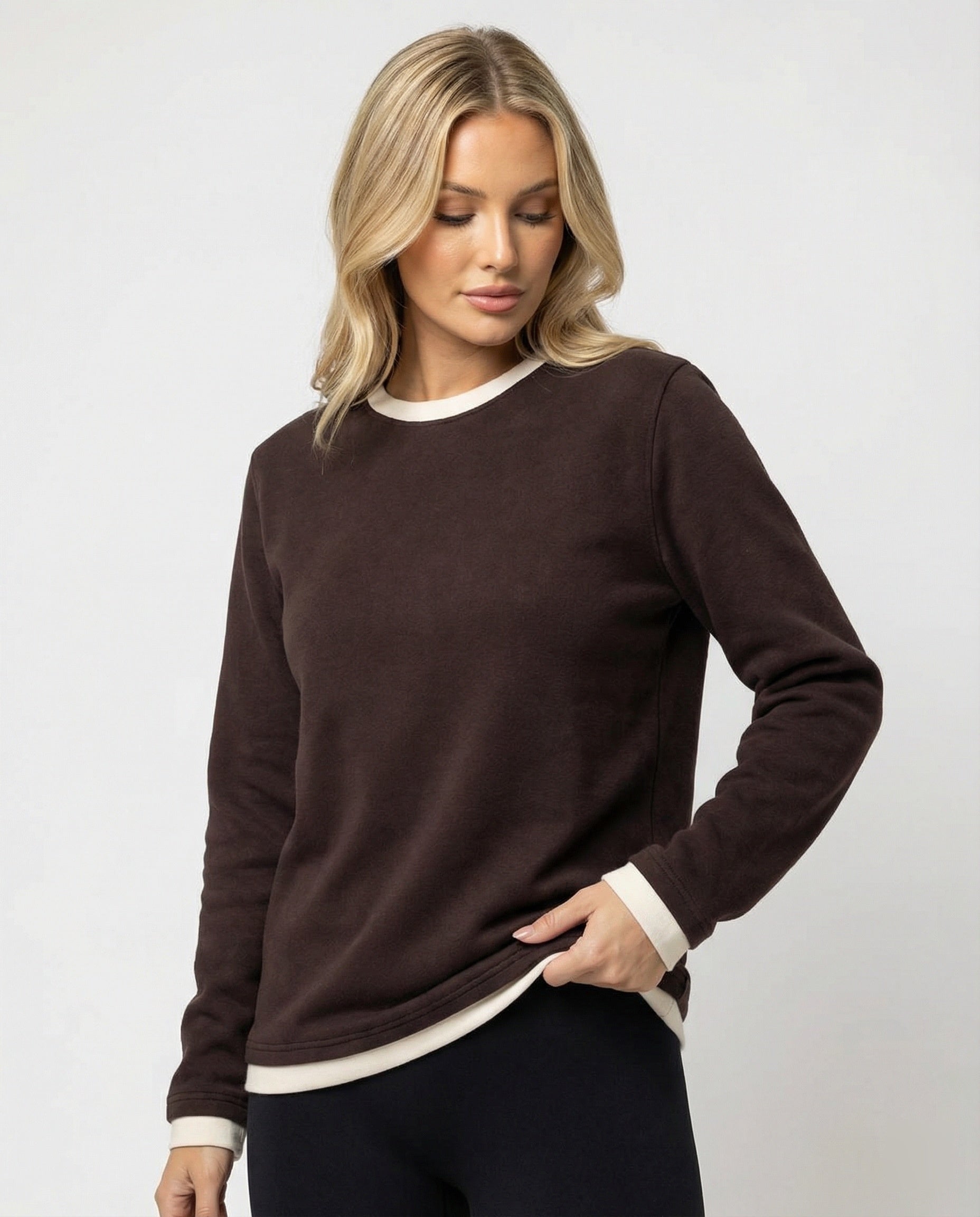 Damen Langarmshirt Samt Weich Lockerer Schnitt - BerlinGlamour