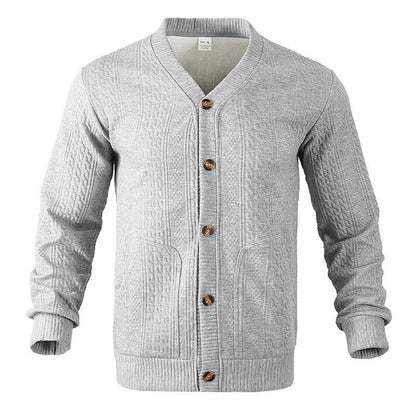 Herren Strickjacke Zopfmuster mit Taschen Modern Elegant