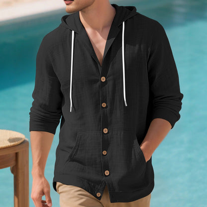 Herren Kapuzenjacke Modisch Mit Taschen und Knöpfen