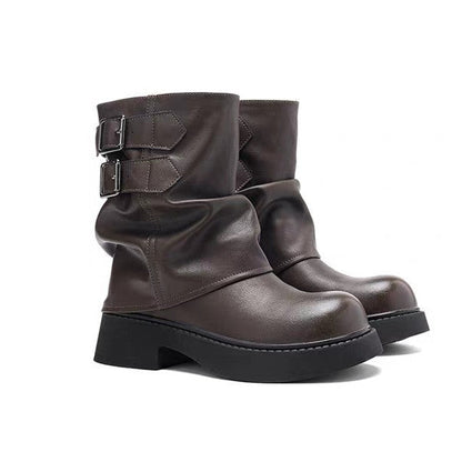 Damen Stiefeletten Modisch Robust mit verstellbarem Riemen