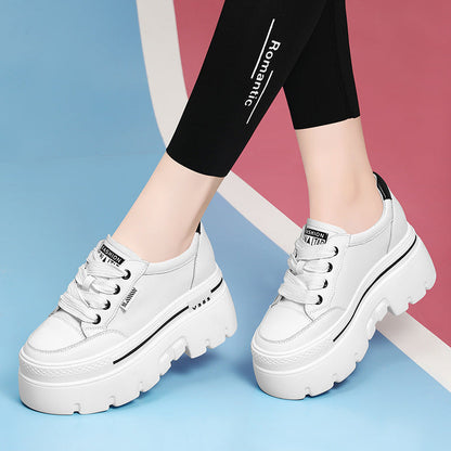 Damen Plateau Sneaker Rutschfest Schnüren Modisch