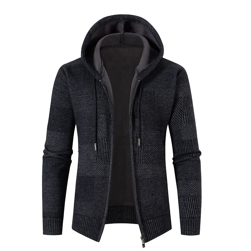 Herren Strickjacke Kapuze Weich Futter Modern
