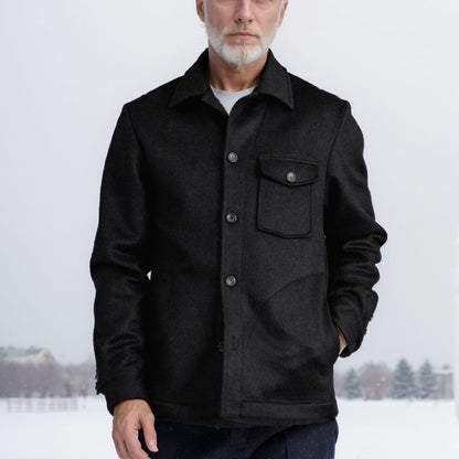 Herren Wintermantel Casual Wolle Schwarz - BerlinGlamour