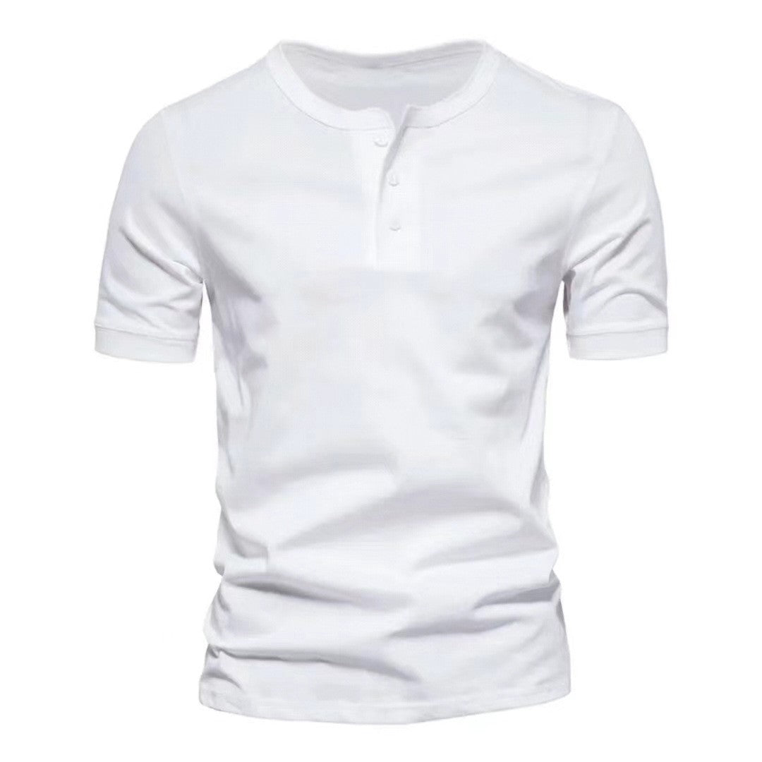 Herren T-Shirt mit Knopfverschluss Weiches Baumwollshirt Modern