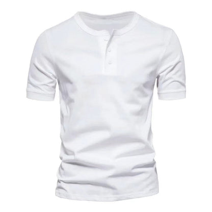 Herren T-Shirt mit Knopfverschluss Weiches Baumwollshirt Modern
