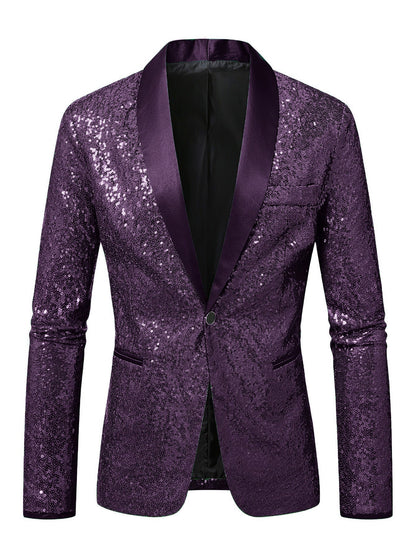 Herren Blazer Pailletten Modern Schnitt Glamour