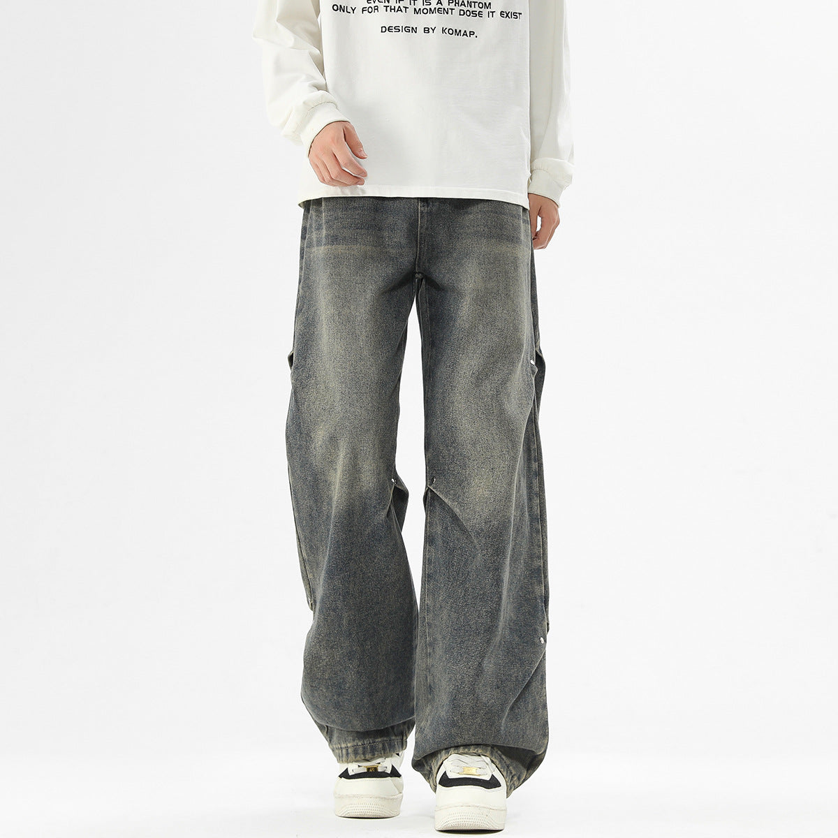 Herren Jeanshose Baggy Bequem Mit Taschen