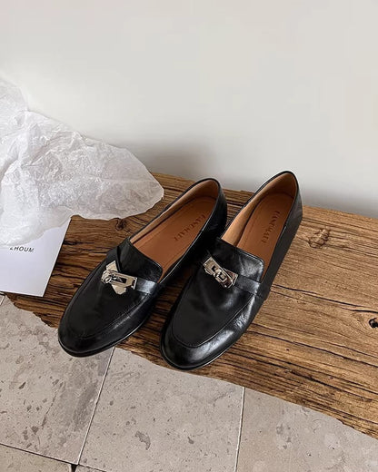Damen Mokassins Elegante Schnalle Luxus Design