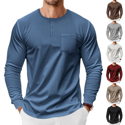 Herren Langarmshirt Elegantes Bügelfalte mit Brusttasche Modern - BerlinGlamour