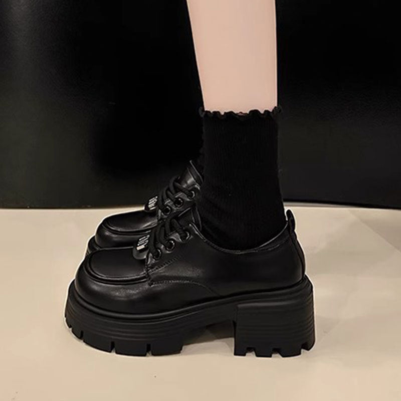 Damen Plateau Schuhe Chunky Schnürstiefel Robust